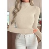 image:imagePRETTYGARDEN Long Sleeve Shirts for Women Fall Clothes  Soft Brushed Ribbed Knit Pullover Mock Neck Lightweight Sweater Comfy Underscrubs Basic Casual Winter Layering TopsApricot