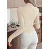 image:imagePRETTYGARDEN Long Sleeve Shirts for Women Fall Clothes  Soft Brushed Ribbed Knit Pullover Mock Neck Lightweight Sweater Comfy Underscrubs Basic Casual Winter Layering TopsApricot