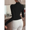 image:imagePRETTYGARDEN Long Sleeve Shirts for Women Fall Clothes  Soft Brushed Ribbed Knit Pullover Mock Neck Lightweight Sweater Comfy Underscrubs Basic Casual Winter Layering TopsBlack
