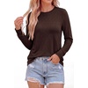 image:imagePRETTYGARDEN Long Sleeve Tshirts Shirts for Women Clothing  Soft Comfy Cotton Tees Loose Fitting Tops Crew Neck Underscrubs Basic Fall Clothes for Daily Wear amp Casual OutingsDark Brown
