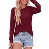 image:imagePRETTYGARDEN Long Sleeve Tshirts Shirts for Women Clothing  Soft Comfy Cotton Tees Loose Fitting Tops Crew Neck Underscrubs Basic Fall Clothes for Daily Wear amp Casual OutingsBurgundy