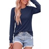 image:imagePRETTYGARDEN Long Sleeve Tshirts Shirts for Women Clothing  Soft Comfy Cotton Tees Loose Fitting Tops Crew Neck Underscrubs Basic Fall Clothes for Daily Wear amp Casual OutingsNavy Blue