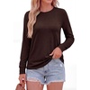 image:imagePRETTYGARDEN Long Sleeve Tshirts Shirts for Women Clothing  Soft Comfy Cotton Tees Loose Fitting Tops Crew Neck Underscrubs Basic Fall Clothes for Daily Wear amp Casual OutingsDark Brown