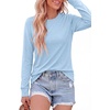 image:imagePRETTYGARDEN Long Sleeve Tshirts Shirts for Women Clothing  Soft Comfy Cotton Tees Loose Fitting Tops Crew Neck Underscrubs Basic Fall Clothes for Daily Wear amp Casual OutingsLight Blue