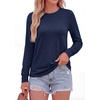 image:imagePRETTYGARDEN Long Sleeve Tshirts Shirts for Women Clothing  Soft Comfy Cotton Tees Loose Fitting Tops Crew Neck Underscrubs Basic Fall Clothes for Daily Wear amp Casual OutingsNavy Blue