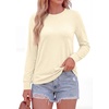 image:imagePRETTYGARDEN Long Sleeve Tshirts Shirts for Women Clothing  Soft Comfy Cotton Tees Loose Fitting Tops Crew Neck Underscrubs Basic Fall Clothes for Daily Wear amp Casual OutingsBeige