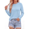 image:imagePRETTYGARDEN Long Sleeve Tshirts Shirts for Women Clothing  Soft Comfy Cotton Tees Loose Fitting Tops Crew Neck Underscrubs Basic Fall Clothes for Daily Wear amp Casual OutingsLight Blue