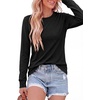 image:imagePRETTYGARDEN Long Sleeve Tshirts Shirts for Women Clothing  Soft Comfy Cotton Tees Loose Fitting Tops Crew Neck Underscrubs Basic Fall Clothes for Daily Wear amp Casual OutingsBlack