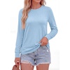 image:imagePRETTYGARDEN Long Sleeve Tshirts Shirts for Women Clothing  Soft Comfy Cotton Tees Loose Fitting Tops Crew Neck Underscrubs Basic Fall Clothes for Daily Wear amp Casual OutingsLight Blue