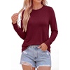 image:imagePRETTYGARDEN Long Sleeve Tshirts Shirts for Women Clothing  Soft Comfy Cotton Tees Loose Fitting Tops Crew Neck Underscrubs Basic Fall Clothes for Daily Wear amp Casual OutingsBurgundy