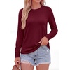 image:imagePRETTYGARDEN Long Sleeve Tshirts Shirts for Women Clothing  Soft Comfy Cotton Tees Loose Fitting Tops Crew Neck Underscrubs Basic Fall Clothes for Daily Wear amp Casual OutingsBurgundy