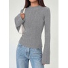 image:imagePRETTYGARDEN Womens Lightweight Mock Neck Sweaters  Bell Long Sleeve Tops Slim Fitted Pullover Soft Ribbed Knit Going Out Outfits Fall Winter Layering Fashion ClothingGrey