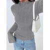 image:imagePRETTYGARDEN Womens Lightweight Mock Neck Sweaters  Bell Long Sleeve Tops Slim Fitted Pullover Soft Ribbed Knit Going Out Outfits Fall Winter Layering Fashion ClothingGrey