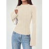 image:imagePRETTYGARDEN Womens Lightweight Mock Neck Sweaters  Bell Long Sleeve Tops Slim Fitted Pullover Soft Ribbed Knit Going Out Outfits Fall Winter Layering Fashion ClothingBeige