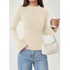 image:imagePRETTYGARDEN Womens Lightweight Mock Neck Sweaters  Bell Long Sleeve Tops Slim Fitted Pullover Soft Ribbed Knit Going Out Outfits Fall Winter Layering Fashion ClothingBeige