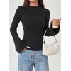 image:imagePRETTYGARDEN Womens Lightweight Mock Neck Sweaters  Bell Long Sleeve Tops Slim Fitted Pullover Soft Ribbed Knit Going Out Outfits Fall Winter Layering Fashion ClothingBlack