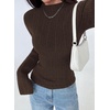 image:imagePRETTYGARDEN Womens Lightweight Mock Neck Sweaters  Bell Long Sleeve Tops Slim Fitted Pullover Soft Ribbed Knit Going Out Outfits Fall Winter Layering Fashion ClothingBrown