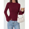 image:imagePRETTYGARDEN Womens Lightweight Mock Neck Sweaters  Bell Long Sleeve Tops Slim Fitted Pullover Soft Ribbed Knit Going Out Outfits Fall Winter Layering Fashion ClothingBurgundy