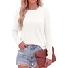 image:imagePRETTYGARDEN Long Sleeve Tshirts Shirts for Women Clothing  Soft Comfy Cotton Tees Loose Fitting Tops Crew Neck Underscrubs Basic Fall Clothes for Daily Wear amp Casual OutingsWhite