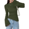 image:imagePRETTYGARDEN Womens Lightweight Mock Neck Sweaters  Bell Long Sleeve Tops Slim Fitted Pullover Soft Ribbed Knit Going Out Outfits Fall Winter Layering Fashion ClothingArmy Green