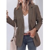 image:imagePRETTYGARDEN Fall Blazers for Women Business Casual  Long Sleeve Plaid Houndstooth Notch Lapel Pockets Oversized Blazer Outerwear Trendy Suit Jackets 2026 Winter Work OutfitsPlaid Brown