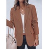 image:imagePRETTYGARDEN Fall Blazers for Women Business Casual  Long Sleeve Plaid Houndstooth Notch Lapel Pockets Oversized Blazer Outerwear Trendy Suit Jackets 2026 Winter Work OutfitsPlaid Caramel