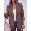 image:imagePRETTYGARDEN Fall Blazers for Women Business Casual  Long Sleeve Plaid Houndstooth Notch Lapel Pockets Oversized Blazer Outerwear Trendy Suit Jackets 2026 Winter Work OutfitsPlaid Pink