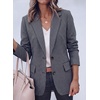 image:imagePRETTYGARDEN Fall Blazers for Women Business Casual  Long Sleeve Plaid Houndstooth Notch Lapel Pockets Oversized Blazer Outerwear Trendy Suit Jackets 2026 Winter Work OutfitsPlaid Navy Blue