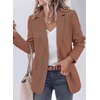 image:imagePRETTYGARDEN Fall Blazers for Women Business Casual  Long Sleeve Plaid Houndstooth Notch Lapel Pockets Oversized Blazer Outerwear Trendy Suit Jackets 2026 Winter Work OutfitsPlaid Caramel