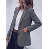 image:imagePRETTYGARDEN Fall Blazers for Women Business Casual  Long Sleeve Plaid Houndstooth Notch Lapel Pockets Oversized Blazer Outerwear Trendy Suit Jackets 2026 Winter Work OutfitsPlaid Navy Blue