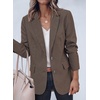 image:imagePRETTYGARDEN Fall Blazers for Women Business Casual  Long Sleeve Plaid Houndstooth Notch Lapel Pockets Oversized Blazer Outerwear Trendy Suit Jackets 2026 Winter Work OutfitsPlaid Brown