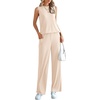 image:imagePRETTYGARDEN 2 Piece Lounge Sets for Women Summer Airport Travel Outfit 2026 Casual Matching Spring Clothes Track Sweat SuitsBeige