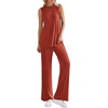 image:imagePRETTYGARDEN 2 Piece Lounge Sets for Women Summer Airport Travel Outfit 2026 Casual Matching Spring Clothes Track Sweat SuitsBrick Red