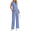 image:imagePRETTYGARDEN 2 Piece Lounge Sets for Women Summer Airport Travel Outfit 2026 Casual Matching Spring Clothes Track Sweat SuitsGrey Blue