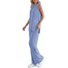 image:imagePRETTYGARDEN 2 Piece Lounge Sets for Women Summer Airport Travel Outfit 2026 Casual Matching Spring Clothes Track Sweat SuitsGrey Blue