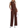image:imagePRETTYGARDEN 2 Piece Lounge Sets for Women Summer Airport Travel Outfit 2026 Casual Matching Spring Clothes Track Sweat SuitsLight Coffee