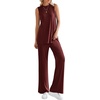 image:imagePRETTYGARDEN 2 Piece Lounge Sets for Women Summer Airport Travel Outfit 2026 Casual Matching Spring Clothes Track Sweat SuitsWine Red