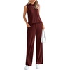 image:imagePRETTYGARDEN 2 Piece Lounge Sets for Women Summer Airport Travel Outfit 2026 Casual Matching Spring Clothes Track Sweat SuitsWine Red