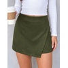image:imagePRETTYGARDEN Fall Mini Skirts for Women 2026 Trendy High Waisted Asymmetrical Knit Suede Skirt Shorts Cute Y2k OutfitsArmy Green