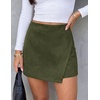 image:imagePRETTYGARDEN Fall Mini Skirts for Women 2026 Trendy High Waisted Asymmetrical Knit Suede Skirt Shorts Cute Y2k OutfitsArmy Green