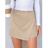 image:imagePRETTYGARDEN Fall Mini Skirts for Women 2026 Trendy High Waisted Asymmetrical Knit Suede Skirt Shorts Cute Y2k OutfitsBeige