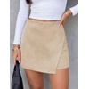 image:imagePRETTYGARDEN Fall Mini Skirts for Women 2026 Trendy High Waisted Asymmetrical Knit Suede Skirt Shorts Cute Y2k OutfitsBeige