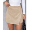 image:imagePRETTYGARDEN Fall Mini Skirts for Women 2026 Trendy High Waisted Asymmetrical Knit Suede Skirt Shorts Cute Y2k OutfitsBeige