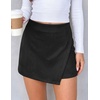 image:imagePRETTYGARDEN Fall Mini Skirts for Women 2026 Trendy High Waisted Asymmetrical Knit Suede Skirt Shorts Cute Y2k OutfitsBlack