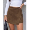 image:imagePRETTYGARDEN Fall Mini Skirts for Women 2026 Trendy High Waisted Asymmetrical Knit Suede Skirt Shorts Cute Y2k OutfitsBrown