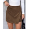 image:imagePRETTYGARDEN Fall Mini Skirts for Women 2026 Trendy High Waisted Asymmetrical Knit Suede Skirt Shorts Cute Y2k OutfitsBrown