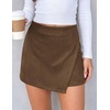 image:imagePRETTYGARDEN Fall Mini Skirts for Women 2026 Trendy High Waisted Asymmetrical Knit Suede Skirt Shorts Cute Y2k OutfitsBrown
