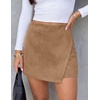 image:imagePRETTYGARDEN Fall Mini Skirts for Women 2026 Trendy High Waisted Asymmetrical Knit Suede Skirt Shorts Cute Y2k OutfitsKhaki