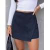 image:imagePRETTYGARDEN Fall Mini Skirts for Women 2026 Trendy High Waisted Asymmetrical Knit Suede Skirt Shorts Cute Y2k OutfitsNavy Blue