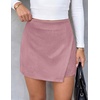 image:imagePRETTYGARDEN Fall Mini Skirts for Women 2026 Trendy High Waisted Asymmetrical Knit Suede Skirt Shorts Cute Y2k OutfitsPink